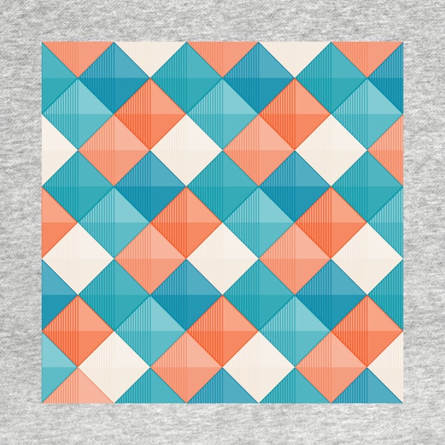 Patchwork Squares Teal and Orange by Blue-Banana